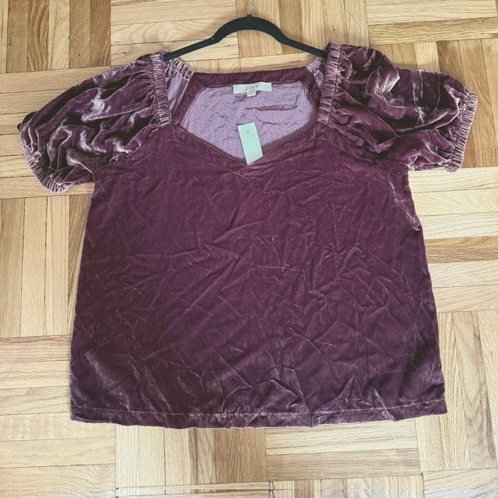 LOFT Puff Sleeve Blouse Relaxed Fit- size Large